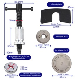 DASBSTE 5-Piece Universal Brake Piston Reset Set, Right-Hand Rotating Piston Reset Tool for Changing Brake Disc, Brake Shoe or Brake Pad