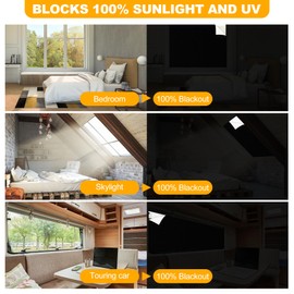 Blackout Blinds Shade for Bedroom Window 118"x57"-100% Blackout Window Cover Film Portable Travel Blackout Curtains Temporary Blind Screen Darkening Fabric for Baby Nursery No Drill Easy Cut to Size