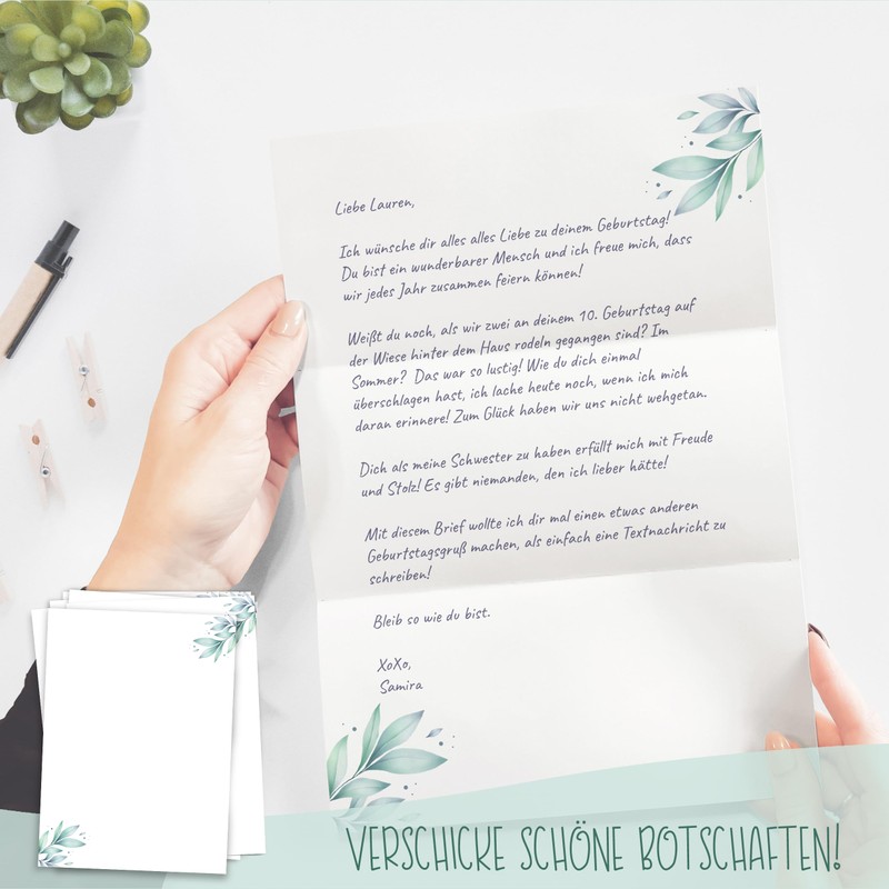 Letter Paper with Flower Motif in DIN A4 Format –
