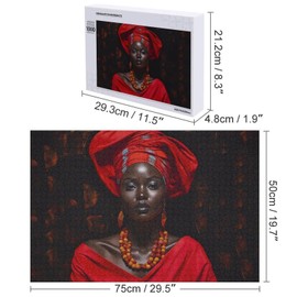 Puzzles for Adults and Family 1000 Pieces Jigsaw Puzzles red African American Women Afro Formation Wooden Family Games Unique Home Decor 29.5'' x 19.6''