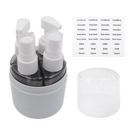 ANCLLO Travel Bottle Set 4 In 1 Toiletries Travel Bottle With Label And Storage Box 50ml Transparent Air Travel Bottle For Cosmetic Toiletries Shower Gel Travel Bottle Set