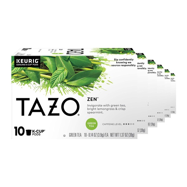TAZO Tea K-Cups, Green Tea Zen, 10 Count (Pack of 6)