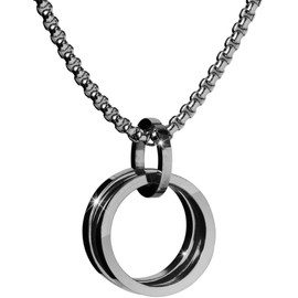 Collar para Hombre │ Doble Anillo Plateado │ MN29