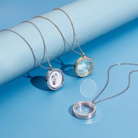 UNICRAFTALE 3 Sets 3 Pcs Assorted Color Round Memory Locket Pendant Kit for DIY