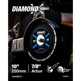 CRALY 10 Inch Segmented Diamond Blade, 7/8 in Arbor, 10'' General Purpose Diamond Stone Blade for Angle Grinder, Mitre Saw & Tile Saw, for Cutting Paver, Masonry, Concrete, Brick, Block, Marble