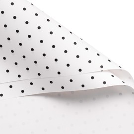 WRAPAHOLIC Premium Polka Dot Printed Flower Wrapping Paper 20 Sheets - Waterproof Floral Bouquet Packing Paper - For Wedding, Birthday DIY Craft etc. - 22.5 x 22.5 Inch - Black & White