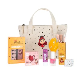 MISS NELLA Kids Makeup & Nail Polish Set for Little Girly Girls, Safe and Fun Gift - Hypoallergenic, Dermatologically Tested Kid-Friendly, Non-Toxic, Cosmetic Bag Included – Special Edition