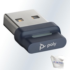 Poly Plantronics BT700 USB-A Bluetooth Adapter Dongle - 217878-01 - for Voyager Free 60 Earbuds, Legend, Voyager 5200, Focus, Sync Speaker, Compatible with PC Windows, Mac OS, GTW Microfiber Included