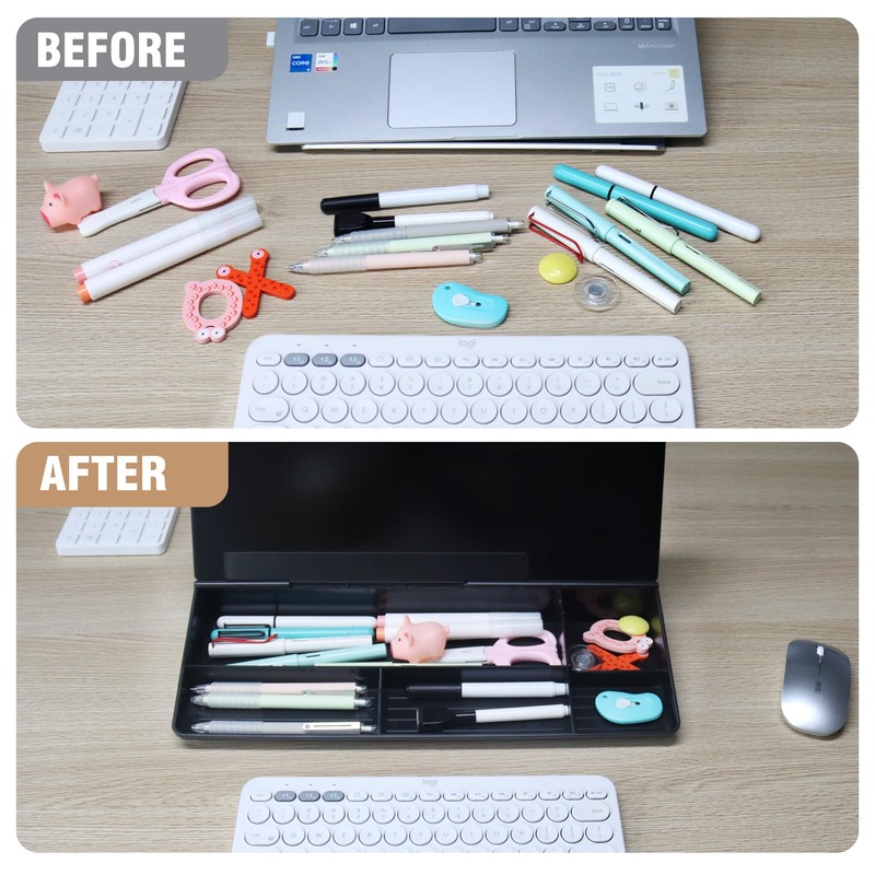 SELEAD Desktop Glass Whiteboard with Organizer, Markers, Eraser - Dry