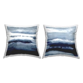 Stupell Industries Brushed Blue Abstract Composition Design by Jake Messina Throw (Set of 2) Pillow, 18 x 18