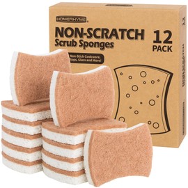 HOMERHYME Scrub Sponges Kitchen 12 Pack, Natural Dish Sponges for Cleaning Kitchen, Bathroom, and Household, Odor Free Eco-Friendly Reusable Non-Scratch Sponges Safe for Non-Stick Cookware