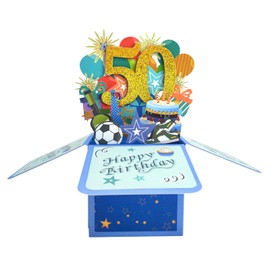 scicent Geburtstagskarte 50. Mann Geburtstags Karte Elegante Glückwunschkarte 50. Einzigartige Geburtstagskarten Blau Geschenkkarte für Frauen und Männer - 19838