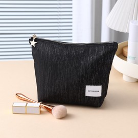 Savvy Harbor Makeup Bag Zipper Pouch Travel Cosmetic Organizer for Women, Elegant Roomy Cosmetic Bag for Women, Women Makeup Organizer and Travel Toiletry Bag for Women Gift (Black)