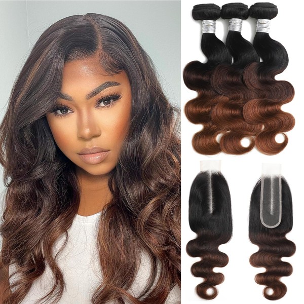 ANMETAN 1B/2/30 Ombre Bundles With 2x6 Closure Body Wave Human