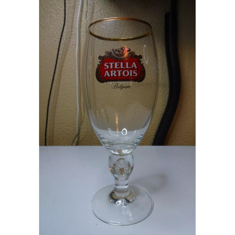 Stella Artois Belgium Glass 40cl With Gold Rim 600 Years