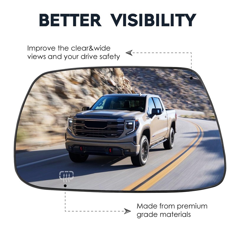 Driver Left Side Mirror Glass with Heated Fit for Jeep