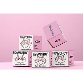 PAWCHOY Tofu Cat Litter, Strong Clumping Kitty Litter Flushable Cat Litter, Water Absorbent Tofu Litter, Dust Free Low Tracking Cat Litter, Original (5.5lb x 4bag)