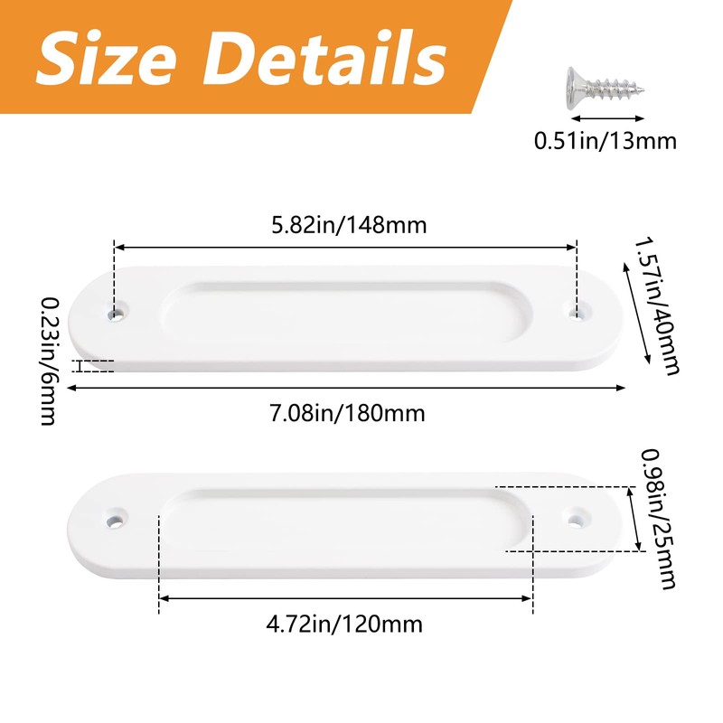 MOROBOR 180MM Oval Recessed Sliding Door Pulls, 2pcs Warm White