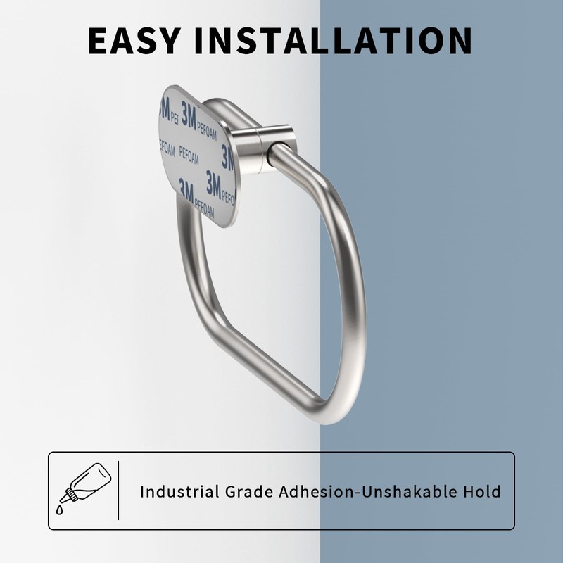 WZRUA Adhesive Towel Holder for Bathroom Brushed Nickel No Drill
