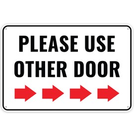 1PC Please Use Other Door Sign Right, 12 x 8 Inches - Aluminum - Other Entrance Sign Arrow