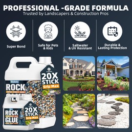 Rock Glue for Landscaping - 2 Gallon Mulch Glue with Grip Max for Strong Adhesion of Rocks, Gravel&Mulch, Long-Lasting Non-Toxic, Fast-Drying & Weather-Resistant Gravel Binder for Pebble, Pine Straw