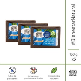 NEEM ERFRE | Pack de 3 jabon natural para piel sensible 150g corporal de hoja de NEEM sin parabenos ni petrolatos