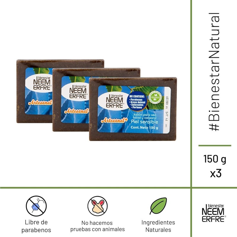 NEEM ERFRE | Pack de 3 jabon natural para piel