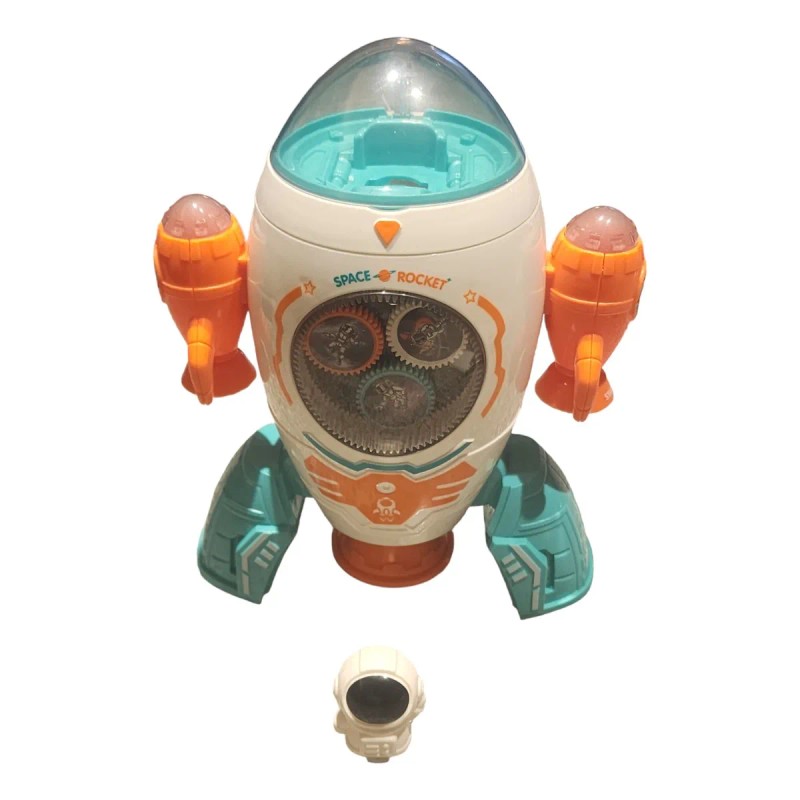 Cohete Espacial Y Astronauta De Juguete Baila, Luz Y Música