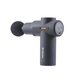 Brookstone - Percussion Massager, Cordless Handheld, Deep Tissue Muscle Relief, Portable, Rechargeable, Multiple Speeds (Grey)
