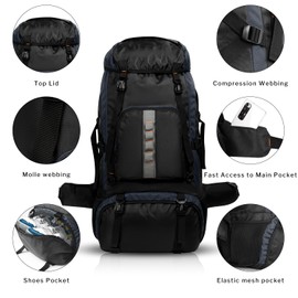 New York XPress Travel Backpack,Camping Bag for Man Women Military Rucksack Pack for Climbing Blue