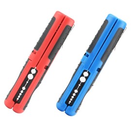 Multifunctional Cable Wire Stripper Cutter Pliers – Portable Hand Tool with Anti-Skid Handle and Strip Pen Clip (Red)
