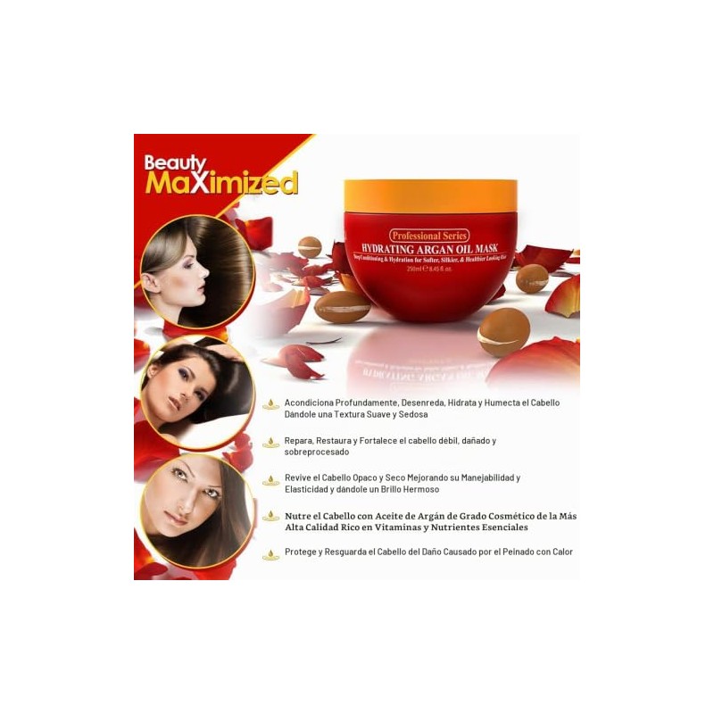 Arvazallia Mascarilla Hidratante con Aceite de Argán, 250ml, Acondicionador Profundo