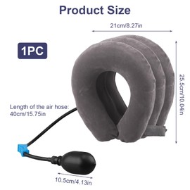 MSMXCS Neck Stretcher Cervical Traction Device for Neck Pain Relief Spine Decompression Inflatable Collar Adjustable Support Pillow for Chronic Shoulder Pain Relaxer Home Use Grey