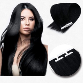 NICEHAIR Human Hair Seal Extensions, Wig, Tape Extensions, Straight, Long, Gradient Wig, Remy Hair, Set of 20, 11.8 - 33.5 Inches (30 - 85 cm), 21.7 Inches (55 cm)