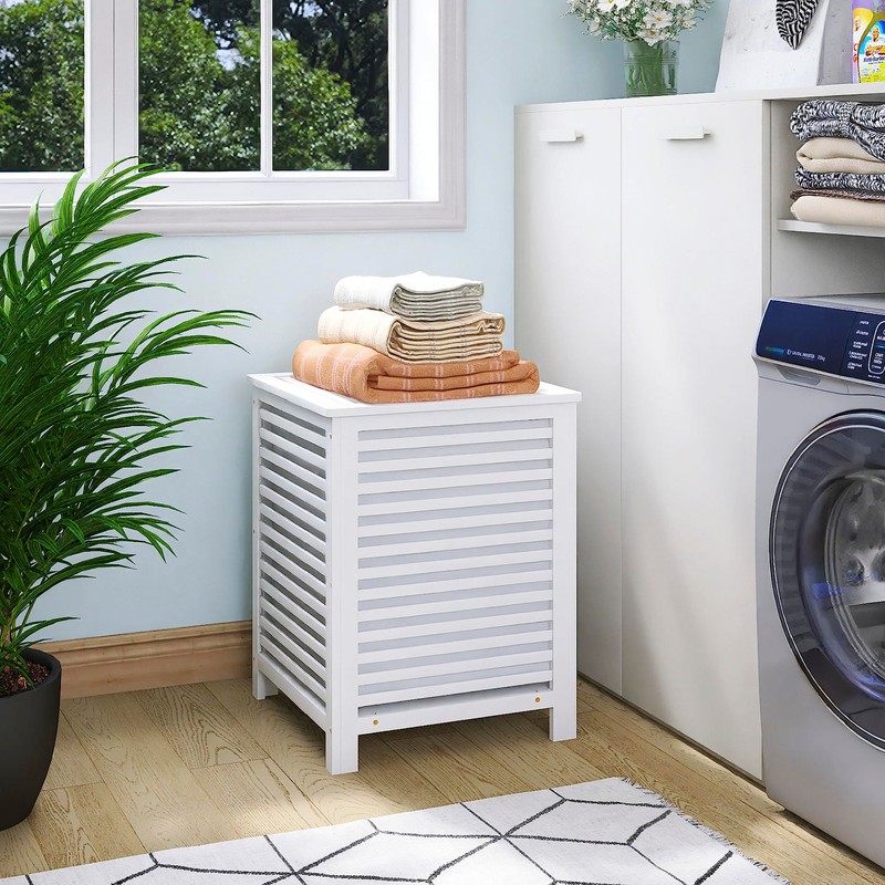 SMIBUY Double Laundry Hamper with Lid, 120L Bamboo Laundry Basket