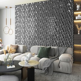 Art3d 3D Diamond Design Paneling for Interior Decor, Living Room, TV Wall Background, Bedroom, Gaming Setup, 11.8" x 11.8", Silver, 33 Pack