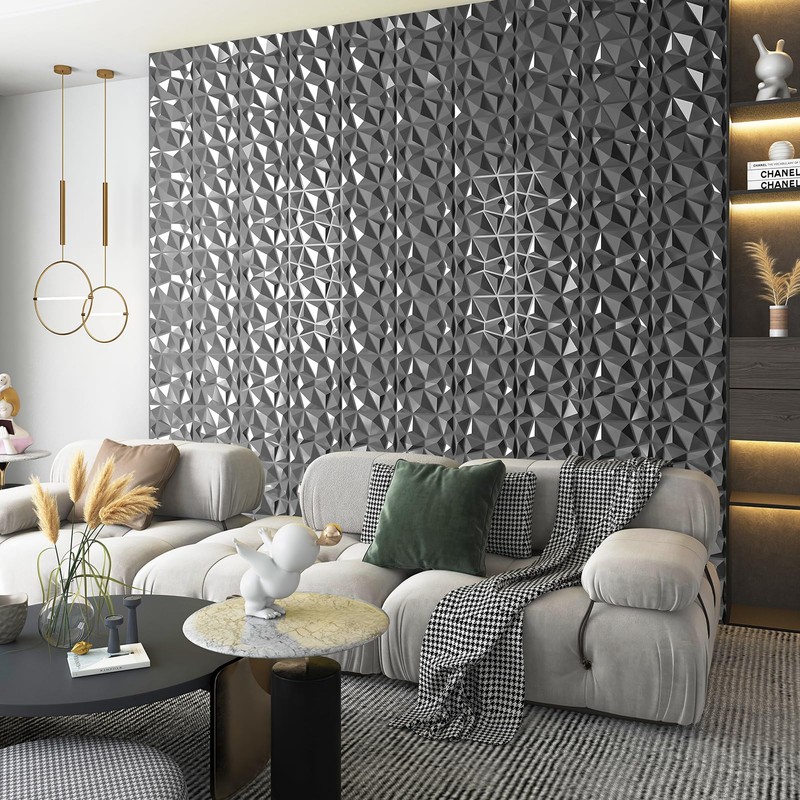 Art3d 3D Diamond Design Paneling for Interior Decor, Living Room,