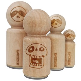 Laughing Silly Cartoon Skull Bones Character Rubber Stamp for Stamping Crafting Planners - 1/2 Inch Mini