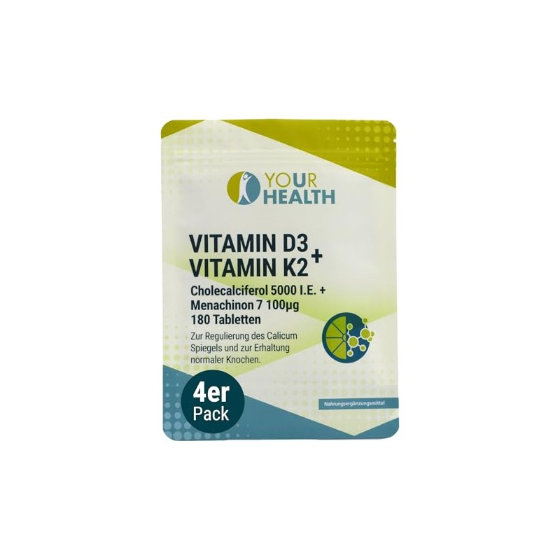 Vitamin D3 (5000 IU) + Vitamin K2 (100 μg), Cholecalciferol,