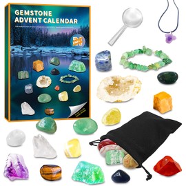 Advent Calendar 2024, Christmas Countdown Calendar for Children, 24 Days Collection of Rocks, Minerals, Gemstones and Crystals, Best Gift for Boys, Girls and Geology Enthusiasts