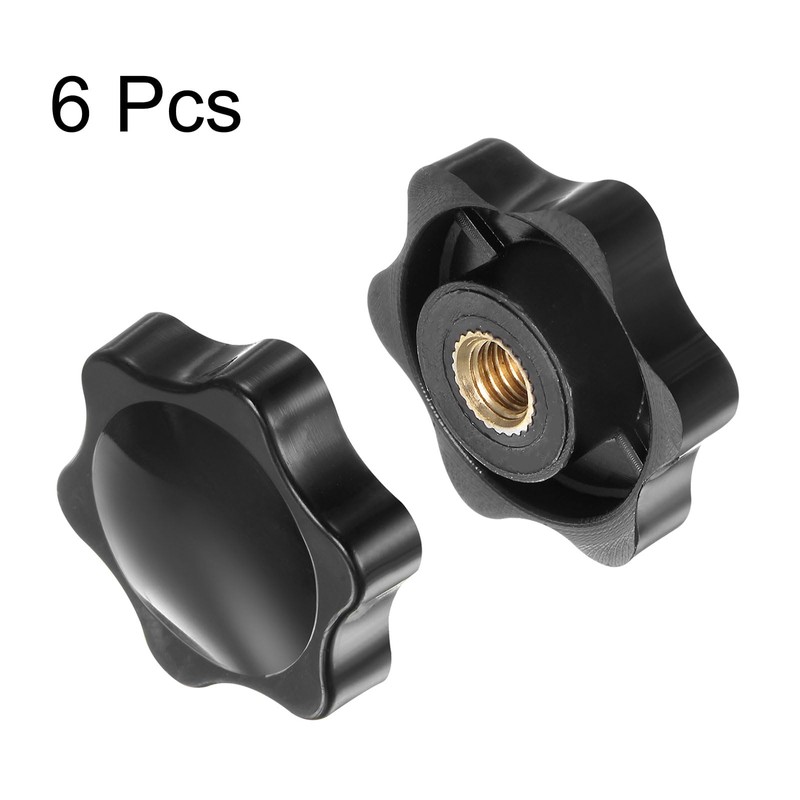 HARFINGTON 6pcs Star Knobs M6 Female Thread 38mm 6-Point Plastic