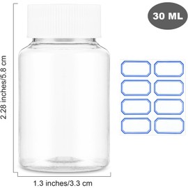 NINFEIQI 4Pcs Pill Bottle, Plastic Pill Container, Reusable Empty Pill Organiser, Small Bottles with lids for Lotion, Liquid, Powder, Small Sample, Jewelry (Clear, 30ml)