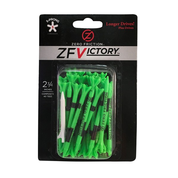 Zero Friction Victory 5-Prong Golf Tees (2-3/4 Inch, Green, Pack of 40)