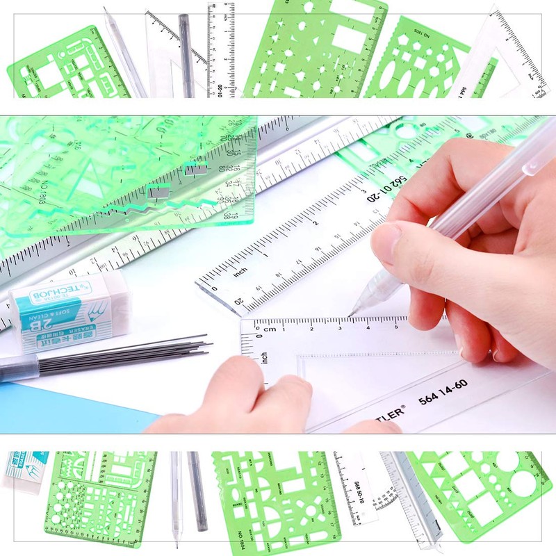 Glarks 16 Pieces Measuring Templates Building Formwork Stencils Geometric Drawing