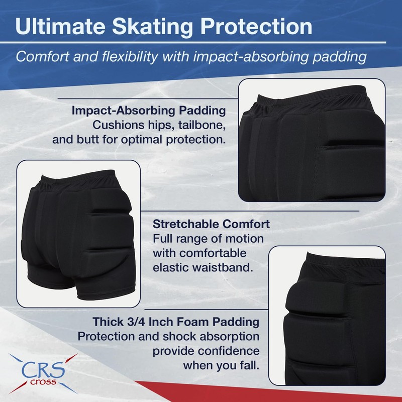 CRS Cross Padded Figure Skating Shorts. Crash Pad Pants for