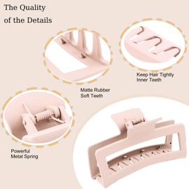 4 PCS Hair Clips for Women, Large Claw Clips, Plastic Square Hair Clip, Suitable for Thick Hair, Large Strong-Hold Claws for Styling, 11.9 centimeter Hair Clip, Light Cute for Women Girls Kids