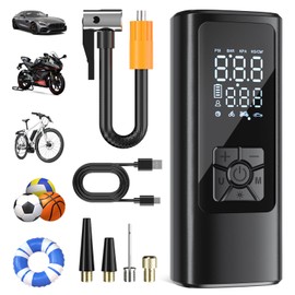 HOVVIDA Electric Air Pump Portable Bicycle Pump Electric Mini Tyre Pump Air Compressor Wireless 150 PSI (10.3 bar) 5V Auto Shut-Off 4200mAh LED for Car, Motorcycle, Bike, Ball