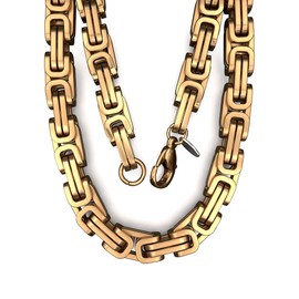 Fly Style Byzantine Byzantine Chain Gold Stainless Steel Men's Necklace 18 Carat Gold-Plated Chain, Stainless Steel