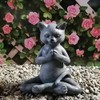 Buddha Cat Statue Zen Prayer Pose Home Memorial Decor Meditation