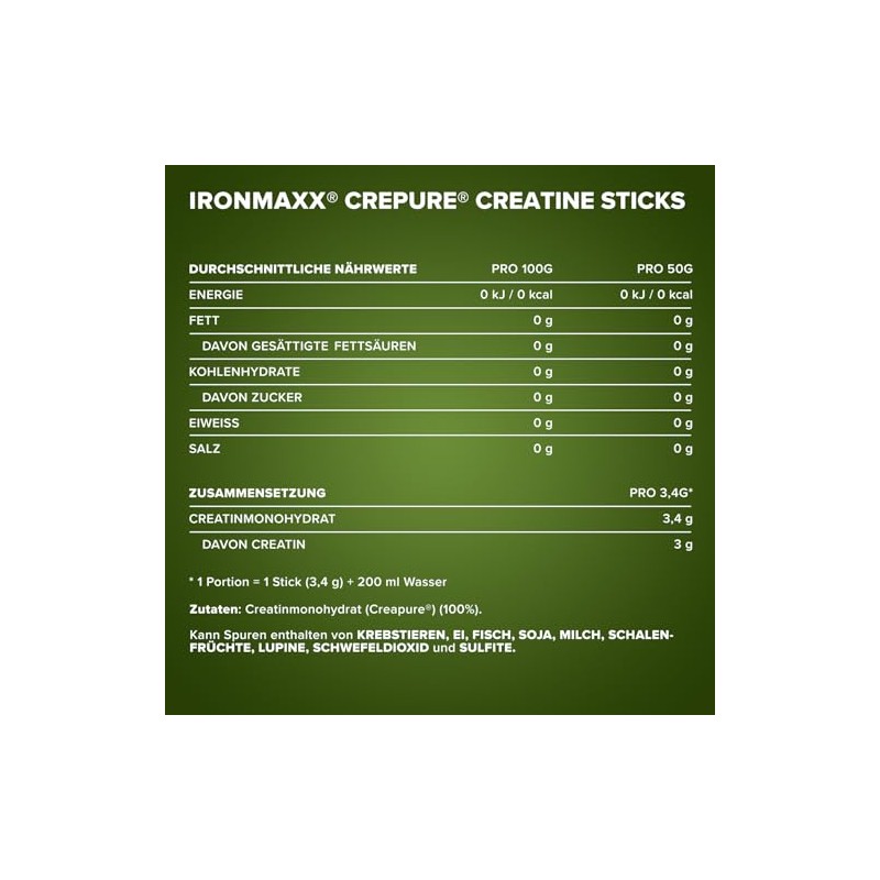 IronMaxx Creatine Powder - Creapure - 30 x 3.4 g